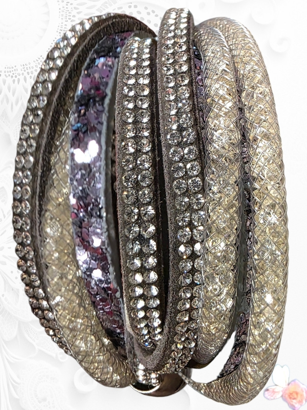 Crystal Accent Multi-Strand Silver Tone Bracelet